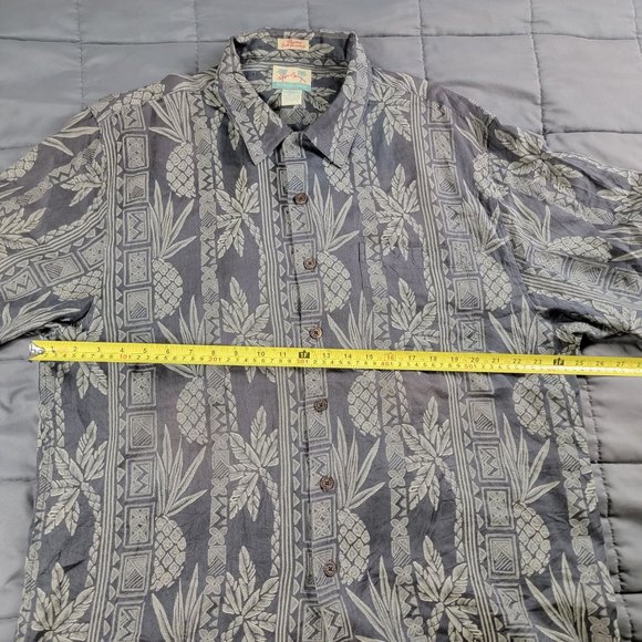 Reyn Spooner Regency Silk Jacquard Mens XL Gray Button Shirt Floral Comfort - Picture 5 of 8